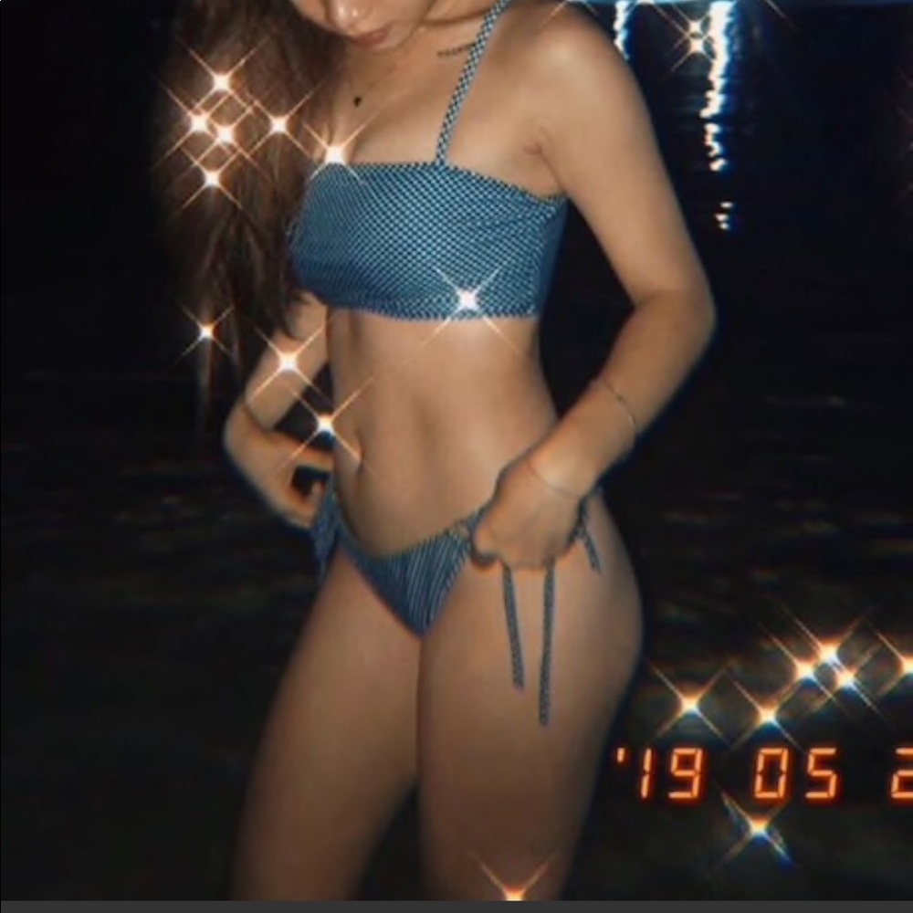 Shein Gingham Spaghetti Strap Top Bikini Set